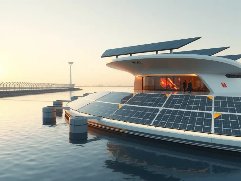 Futuristic Saudi Arabian water management facility with solar panels and digital technology, photorealistic, high quality, professional lighting, modern architecture