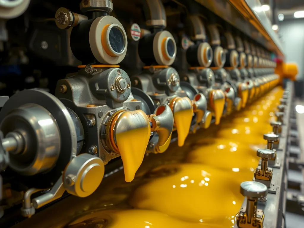 Close-up of reused drilling fluids being processed through advanced eco-friendly machinery, photorealistic, detailed focus on technology Close-up of reused drilling fluids being processed through advanced eco-friendly machinery, photorealistic, detailed focus on technology