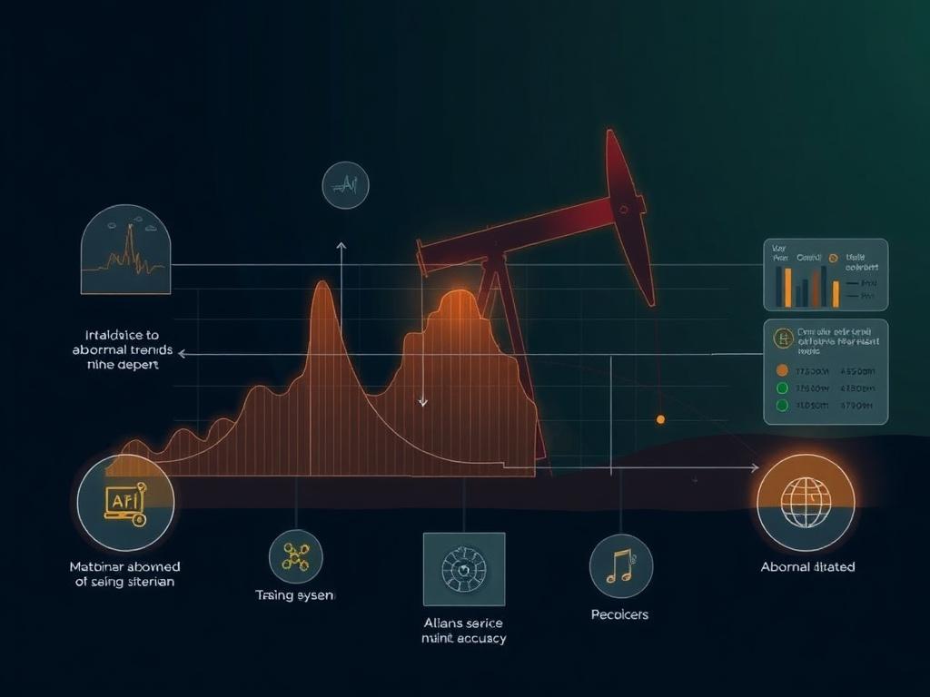 Visualization of the ABAAR system analyzing abnormal trends in oil wells via AI, improving maintenance accuracy and productivity
