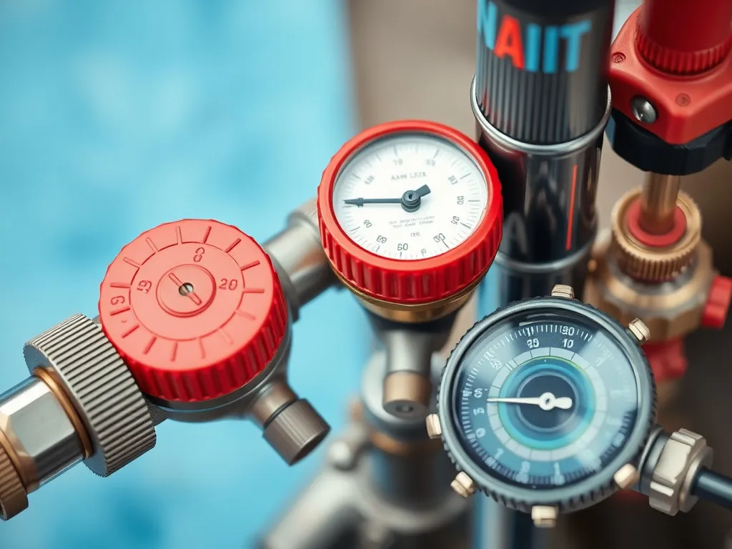 Close-up of water well inspection tools and instruments used for measuring water levels and testing quality, detailed, high quality