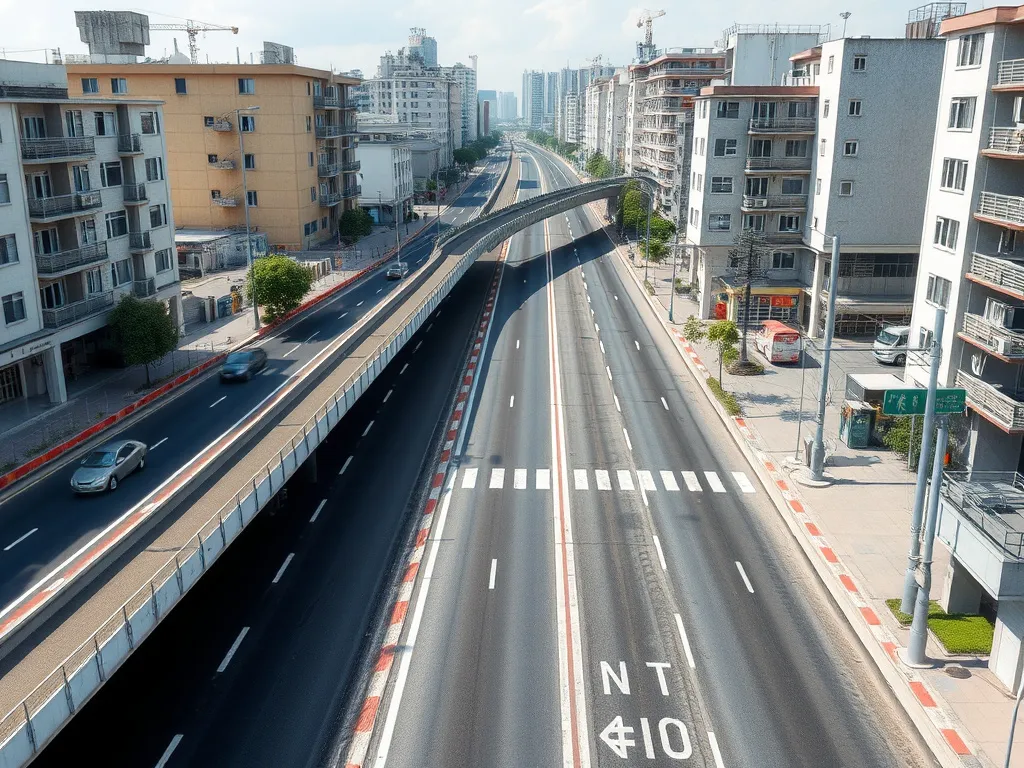 Urban infrastructure with asphalt roads, buildings with petrochemical-derived insulation, professional civil engineering illustration Urban infrastructure with asphalt roads, buildings with petrochemical-derived insulation, professional civil engineering illustration