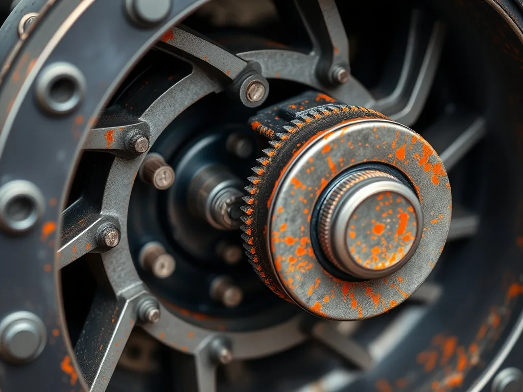 Close-up of a well pump motor rotor, showing intricate details and technical components, high quality photography