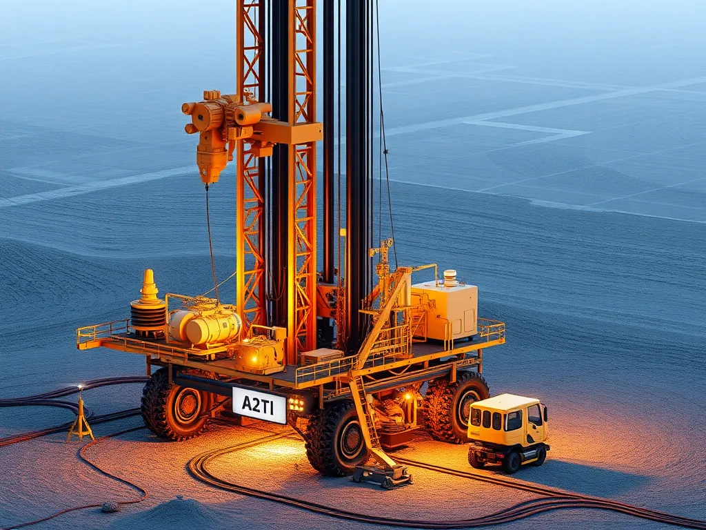 Depiction of improved drilling operations through AI, highlighting advanced equipment and smoother operations, photorealistic, detailed