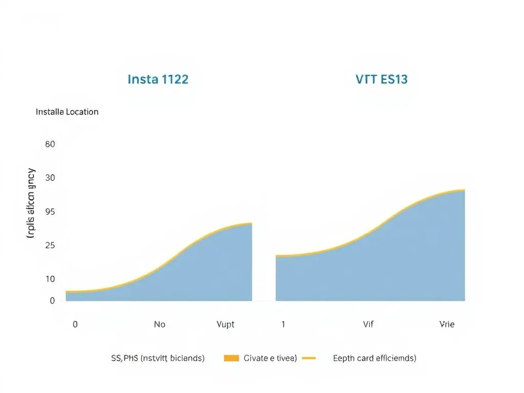 Comparative visual chart illustrating main factors such as installation location, depth efficiency for ESPs and VTPs, professional and technical style