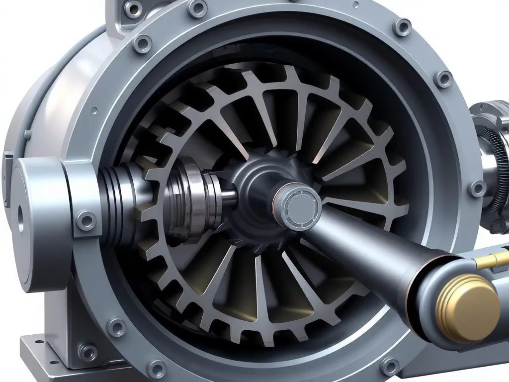 Illustration showing mechanics of a VTP focusing on components like line shaft, impeller stages, and discharge head, photorealistic, high quality