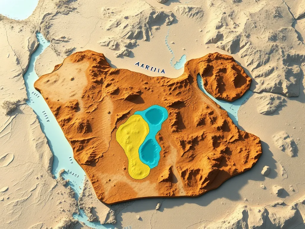Detailed geological survey and site evaluation for groundwater access, photorealistic, professional lighting, map overlays showing aquifer zones in Saudi Arabia